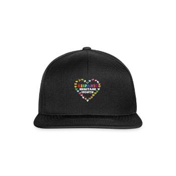 Love Race Flag Hearts Hispanic Heritage Month - Snapback Cap - black/black - Front