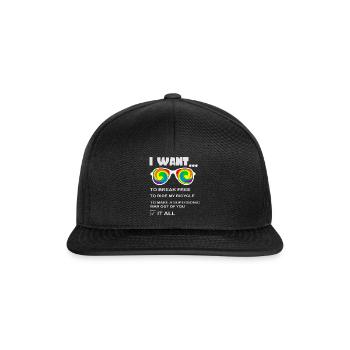 I Want To Break Free Ride My Bicycle - Snapback Cap - Schwarz/Schwarz - Vorne