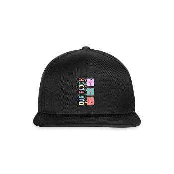 Muttertagshemd, Unsere Herde rockt Flamingo - Snapback Cap - Schwarz/Schwarz - Vorne
