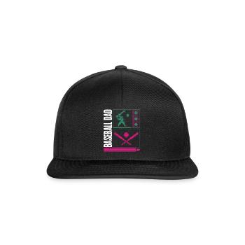 Baseballhemd, Baseball Dad Tee, Baseball Schläger - Snapback Cap - Schwarz/Schwarz - Vorne