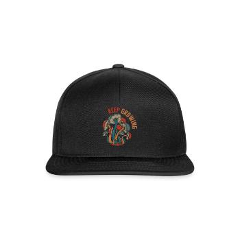 Fungi Shirt, Keep Growing Pocket Tee, Funny - Snapback Cap - black/black - Front