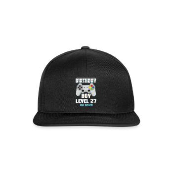 Gamer Boy Video Game Lover Age 27 Level Unlocked - Snapback Cap - black/black - Front