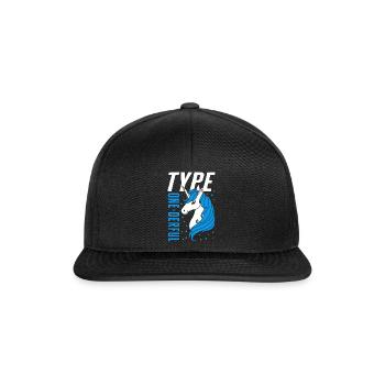 Diabetes Awareness Shirt, Typ Eins Derful Süß - Snapback Cap - Schwarz/Schwarz - Vorne