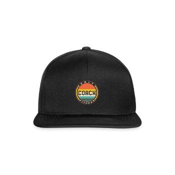Health Fitness Coach Shirt, Instruktor Workout - Snapback Cap - Schwarz/Schwarz - Vorne