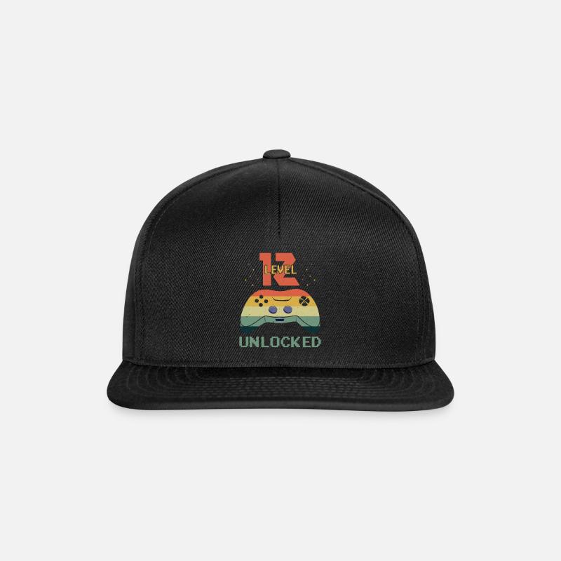 Vintage Video Game Lover Age 12 Level Unlocked - Snapback Cap - black/black