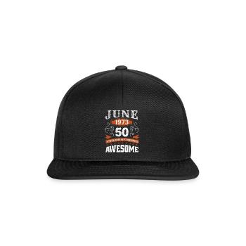 Vintage June 1973 50 Year Old Birth Awesome - Snapback Cap - Schwarz/Schwarz - Vorne