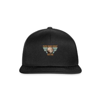 Never Forget Pluto Design Retro Style Funny Space - Snapback Cap - Schwarz/Schwarz - Vorne