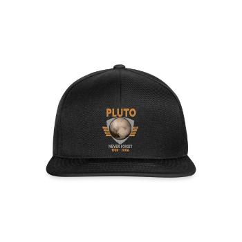 Never Forget Pluto Design Retro Style Funny Space - Snapback Cap - Schwarz/Schwarz - Vorne