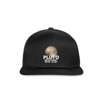 Never Forget Pluto Design Retro Style Funny Space - Snapback Cap - Schwarz/Schwarz - Vorne