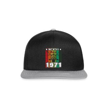 Best Of 70's Geboren 1971 Klassisches Motorrad - Snapback Cap - Schwarz/Grau - Vorne