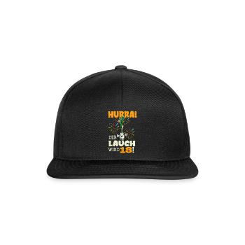 Hurra! Der Lauch Wird 18! Volljährig Endlich - Snapback Cap - Schwarz/Schwarz - Vorne