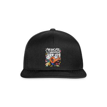 Medizin Zum Glücklichsein Bei Spring Cat Gummies - Snapback Cap - Schwarz/Schwarz - Vorne