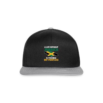 Jamaika Jamaikanische Flagge Jamaikanisches Gesche - Snapback Cap - Schwarz/Grau - Vorne