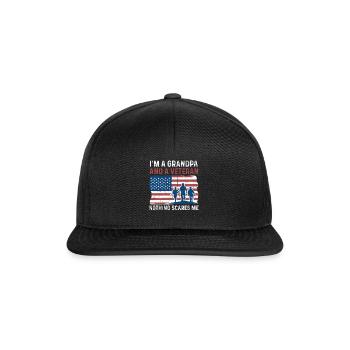 Grandpa Nothing Scares American Proud Veterans Day - Snapback Cap - Schwarz/Schwarz - Vorne