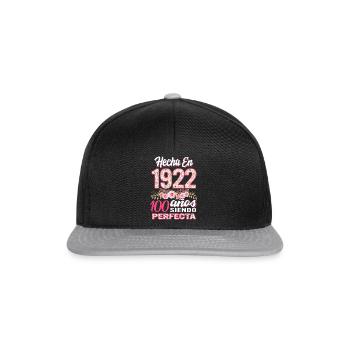 Mujer 100 Cumpleaños Regalo Hecha En 1922, 100 - Snapback Cap - black/grey - Front
