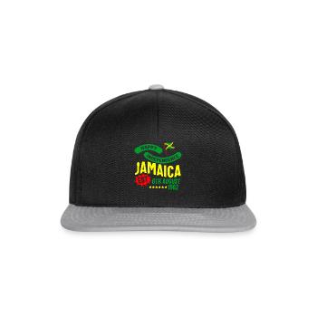 Jamaika Hemd, Happy Independence Jamaika Flagge - Snapback Cap - Schwarz/Grau - Vorne