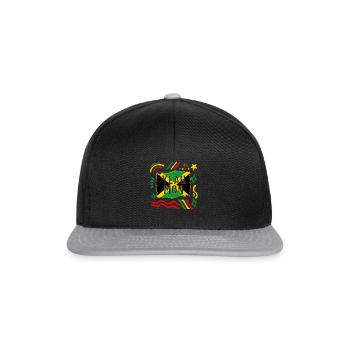 Jamaika Hemd, ja Mon Jamaican Flag Design Tee, - Snapback Cap - Schwarz/Grau - Vorne