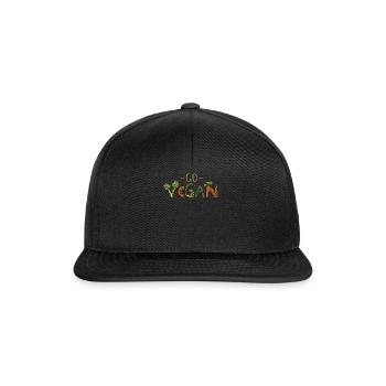 Word Vegetable Vegetarian Go Vegan - Snapback Cap - Schwarz/Schwarz - Vorne