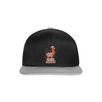 December Fleece Llama Feliz Navidad Christmas - Snapback Cap - Schwarz/Grau - Vorne