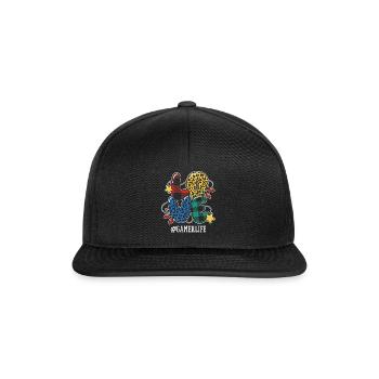 Pattern Gamer Game Arcade Love Christmas - Snapback Cap - Schwarz/Schwarz - Vorne