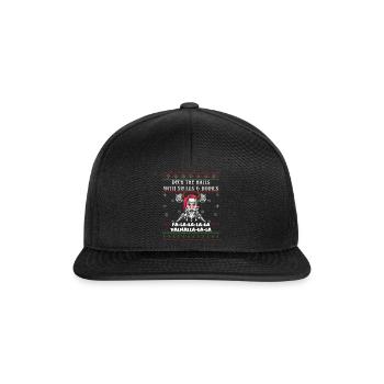 Hässlicher Dezember Santa Viking Nordisch Hässliche Weihnachten - Snapback Cap - Schwarz/Schwarz - Vorne