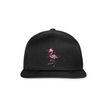 Flamant rose Oiseau Père Noël Drôle Décembre Noël - Casquette snapback - noir/noir - Devant