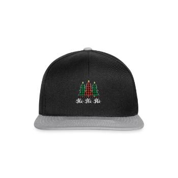Weihnachten Dezember Plaid Laugh Ho Ho Weihnachten - Snapback Cap - Schwarz/Grau - Vorne