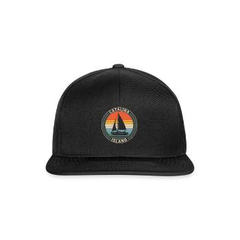 Catalina Island Hemd, Segelboot Liebhaber - Snapback Cap - Schwarz/Schwarz - Vorne