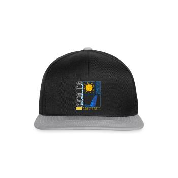 Catalina Island Shirt, Windsurfing Surfing Board - Snapback Cap - black/grey - Front