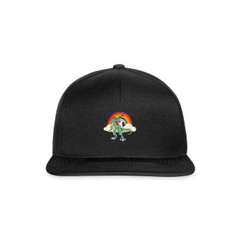 Dabbing Einhorn Reiten T Rex Jungen Mädchen Halloween - Snapback Cap - Schwarz/Schwarz - Vorne