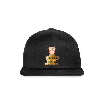 Jeder Tag sollte Bibliothekstag Niedliche Eulenlesung sein - Snapback Cap - Schwarz/Schwarz - Vorne