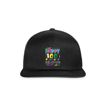 100. Tag 6. Klasse Glückliche 100 Tage Schule - Snapback Cap - Schwarz/Schwarz - Vorne