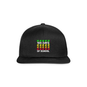 Stick Student 100. Tag 100 Tage Schule - Snapback Cap - Schwarz/Schwarz - Vorne