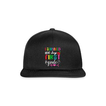 100. Tag überlebte 1. Klasse 100 Tage Schule - Snapback Cap - Schwarz/Schwarz - Vorne