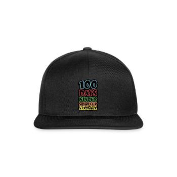 Kinder Smarter Happy 100th Day 100 Tage Schule - Snapback Cap - Schwarz/Schwarz - Vorne