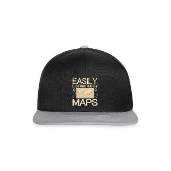 Facilement distrait par les cartes Carte de professeur de géographie - Casquette snapback - noir/gris - Devant