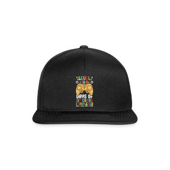 100. Tag abgeschlossen Gamer 1. Klasse Schultage - Snapback Cap - Schwarz/Schwarz - Vorne
