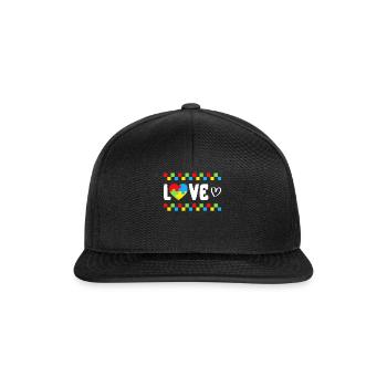 Autism Awareness Shirt, Liebe Puzzle Teile Tee, - Snapback Cap - Schwarz/Schwarz - Vorne