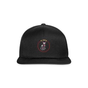 Dia De Los Muertos Shirt, El Gato Cat Sugar Skull - Snapback Cap - black/black - Front
