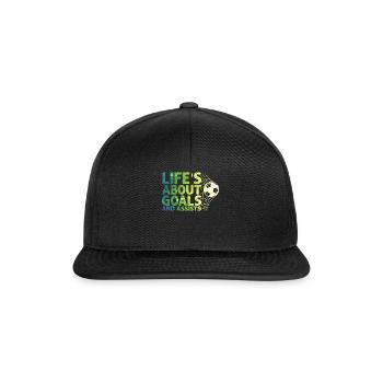 Im Leben geht es um Tore und Vorlagen Futbol Fußball - Snapback Cap - Schwarz/Schwarz - Vorne