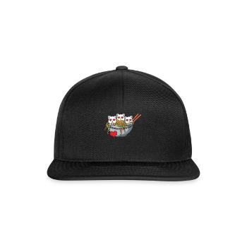 Ramen Love Cats Kawaii Lover Hearts Day Valentines - Snapback Cap - Schwarz/Schwarz - Vorne