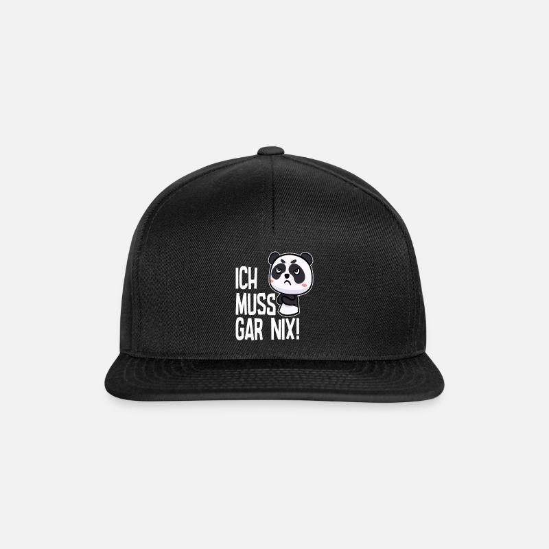 Ich muss gar nix sagt der niedliche Panda - Snapback Cap - Schwarz/Schwarz