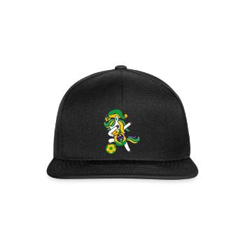 Fußball Mädchen Dabbing Einhorn Weihnachtshut Schal - Snapback Cap - Schwarz/Schwarz - Vorne