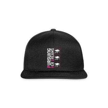 PHD Shirt, Pursuing Her Dreams Graduation Cap - Snapback Cap - black/black - Front