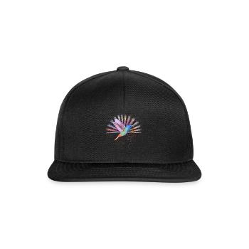 Bird Shirt, Hummingbird Watercolor Tee, Cute - Snapback Cap - black/black - Front