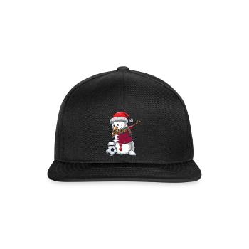 Soccer Boy Dabbing Snowman Christmas Jersey Qatar - Snapback Cap - black/black - Front
