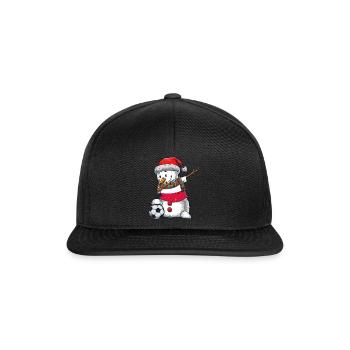 Soccer Boy Dabbing Snowman Weihnachtstrikot - Snapback Cap - Schwarz/Schwarz - Vorne