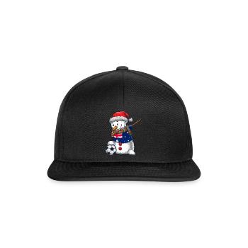 Soccer Boy Dabbing Snowman Weihnachtstrikot - Snapback Cap - Schwarz/Schwarz - Vorne