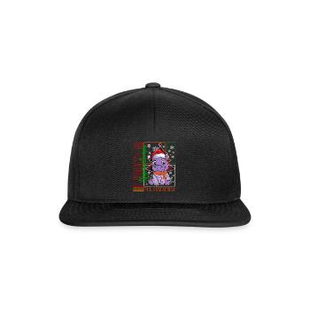 Weihnachtshemd, ich will ein Nilpferd für - Snapback Cap - Schwarz/Schwarz - Vorne
