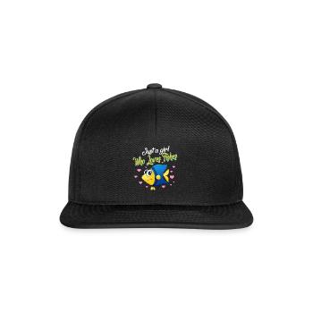 Fischerhemd, nur ein Mädchen, das Fische liebt lustig - Snapback Cap - Schwarz/Schwarz - Vorne